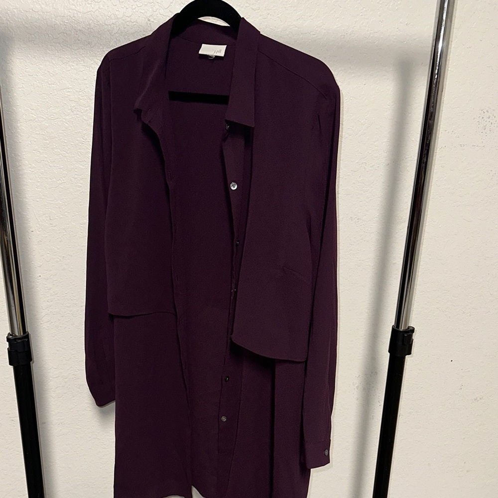 Purple Long Sleeve Button-Up Tunic